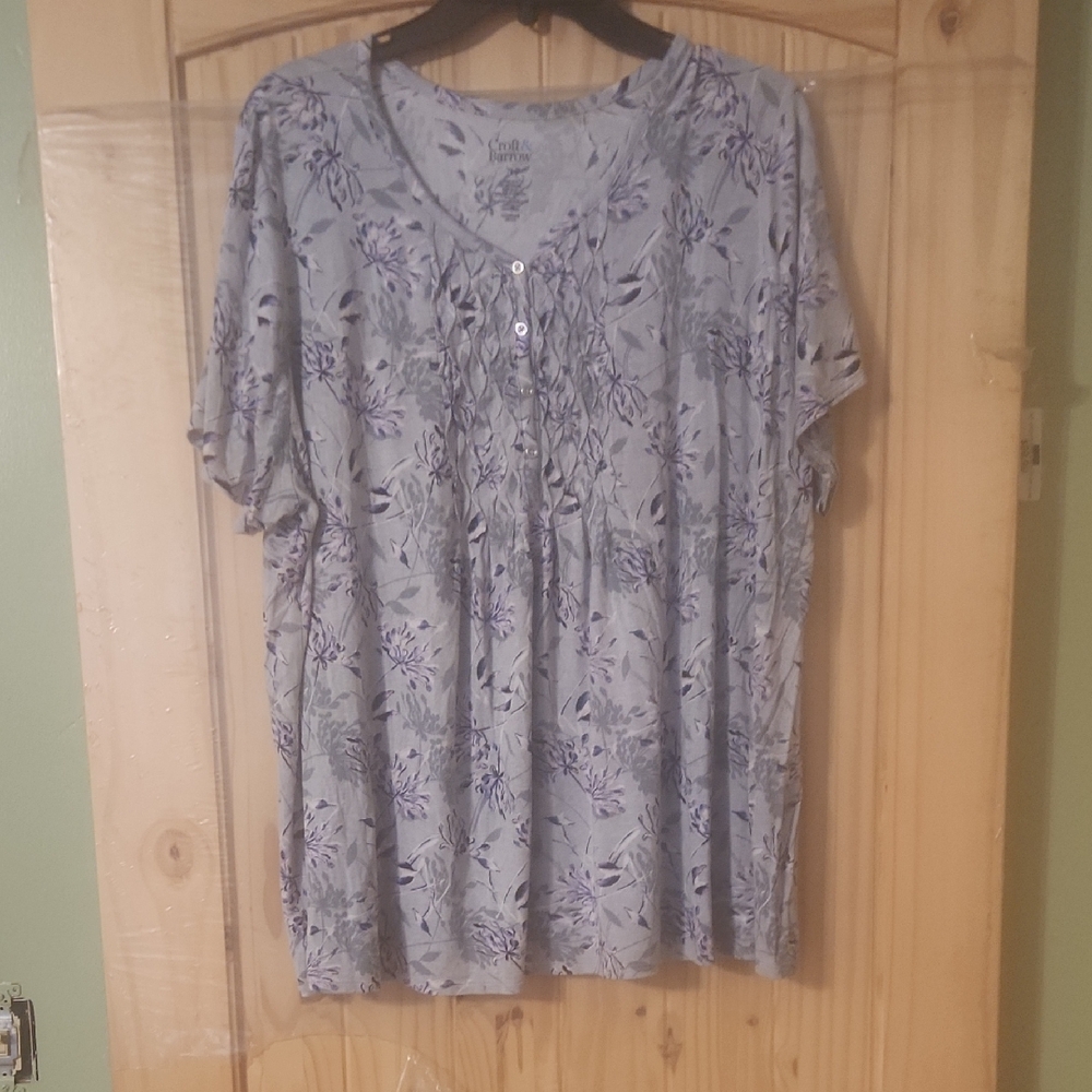 Croft & Barrow Floral Blouse - Light Blue and Purple